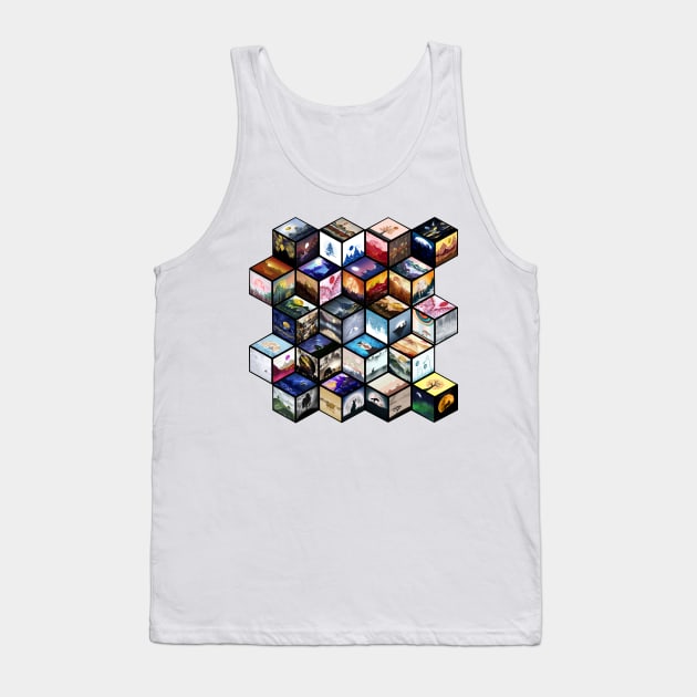 Cube pattern with a selection of my best illustrations Tank Top by cesartorresart